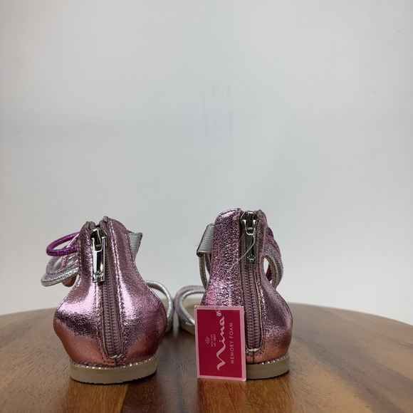 New NWOB Big Kids Girls Nina Brianna Pink Metallic Strappy Sandals Size 2 Y - Picture 4 of 7